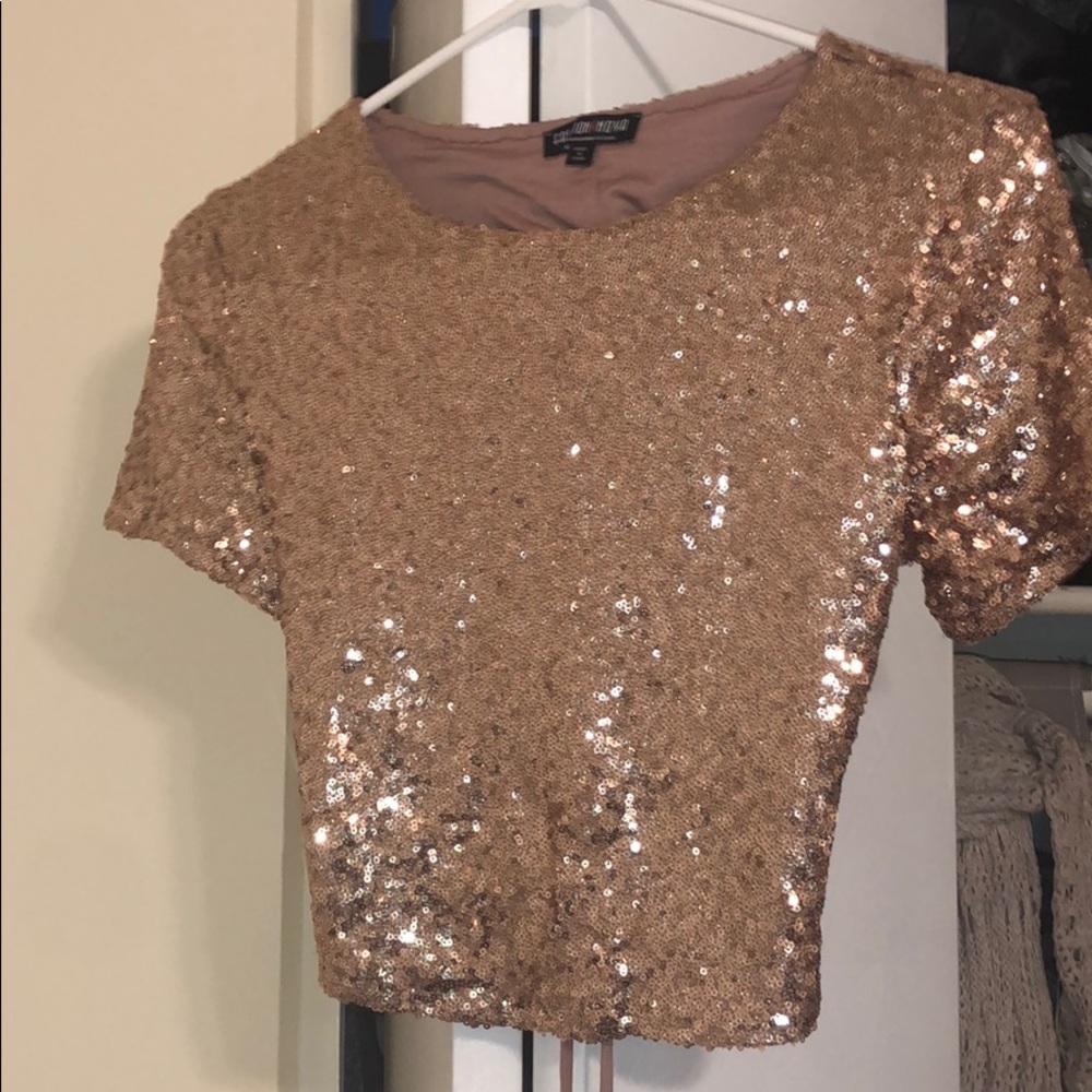 At rose gold party dress